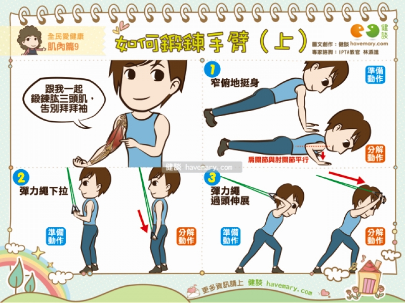 練手臂,手臂肌肉,手臂線條,健康圖文,健康漫畫,漫漫健康,arm muscles,健談,健談網,havemary