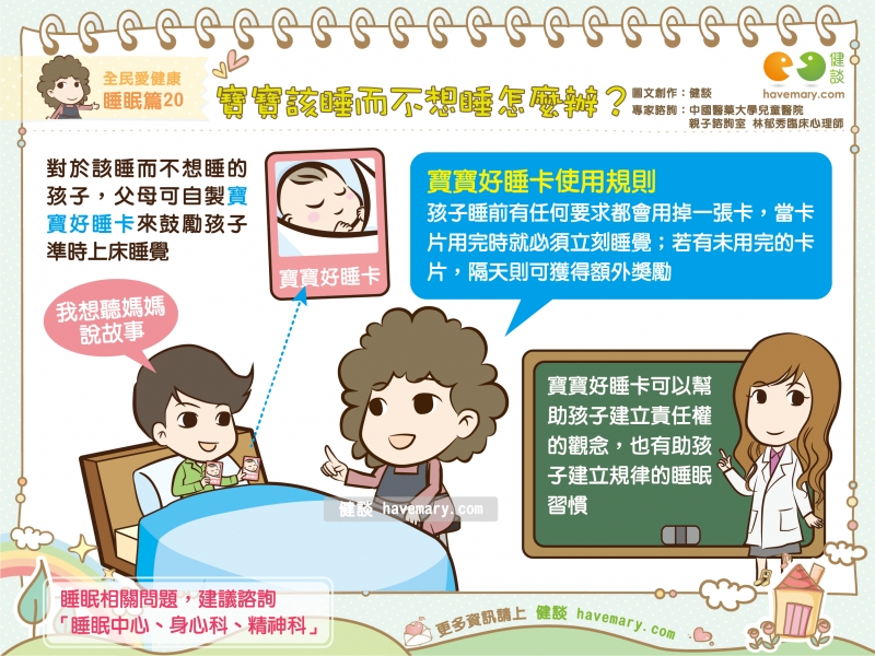 寶寶好睡卡,寶寶睡眠問題,幼兒睡眠,健康圖文,健康漫畫,漫漫健康,Sleeping,健談,健談網,havemary