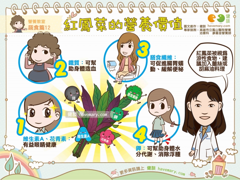 紅鳳菜,紅菜,補鐵,健康圖文,健康漫畫,漫漫健康,Gynura,健談,健談網,havemary