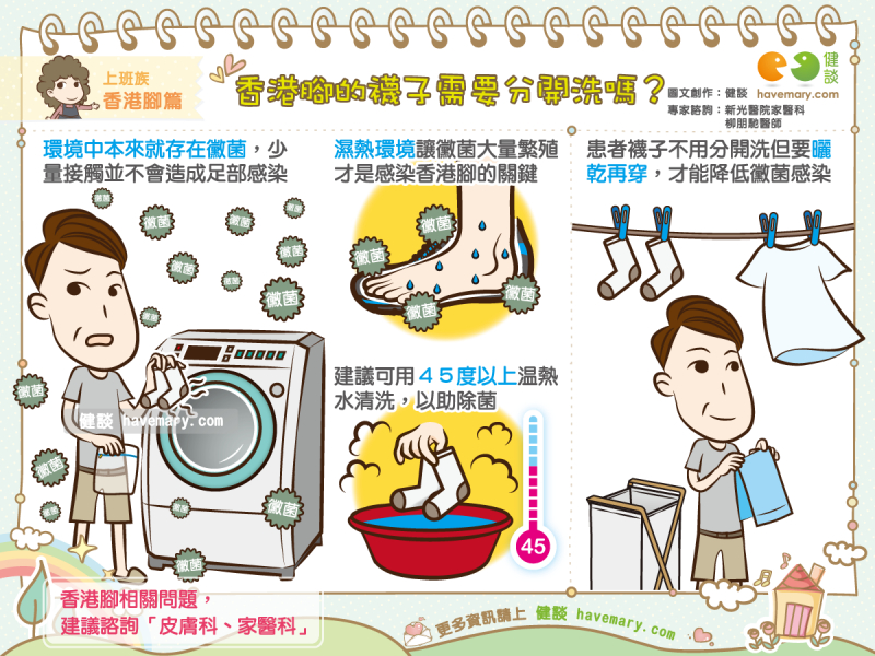 香港腳,煮襪子,黴菌感染,健康圖文,健康漫畫,漫漫健康,圖解健康,柳朋馳,柳朋馳醫師,athlete's feet,cooking socks, mold infection,健談,健談網,havemary