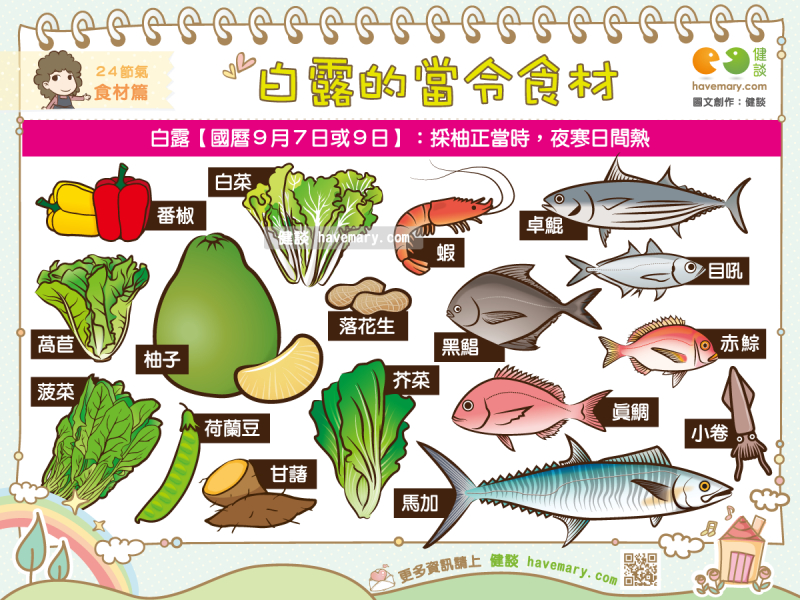 白露,白露食材,節氣,健康圖文,健康漫畫,漫漫健康,圖解健康,健談,健談,健談網,havemary